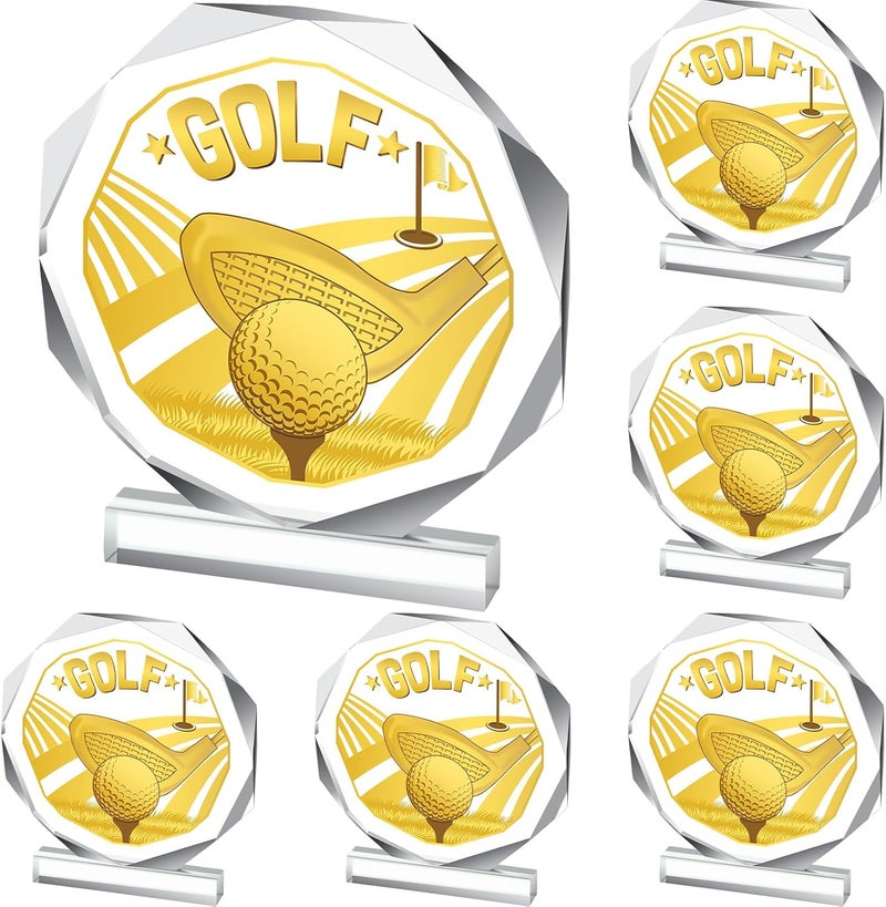 Anglechic 6 Pack Sports Trophy Acrylic Award Medals 4.72 x 4.72 Inch Sports Contest Trophies Bulk Plaques Team Prize Gift Trophies for Competition - Image 1